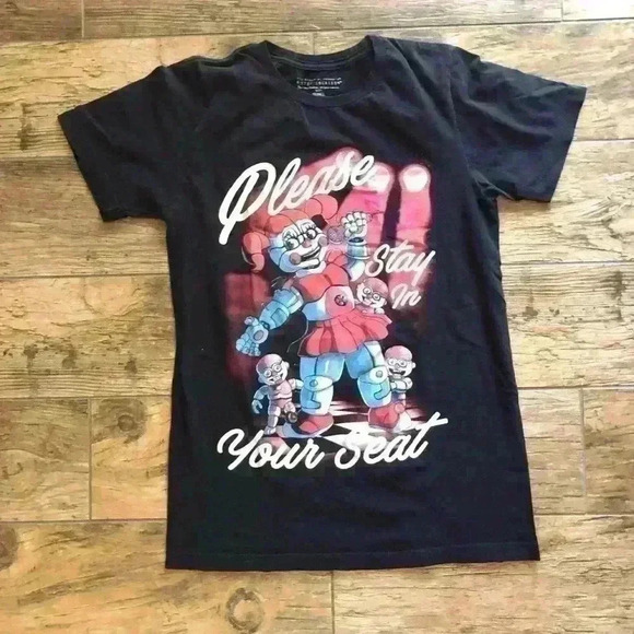 FNAF black short sleeve “please stay in your seat” graphic adult Small - Picture 2 of 4